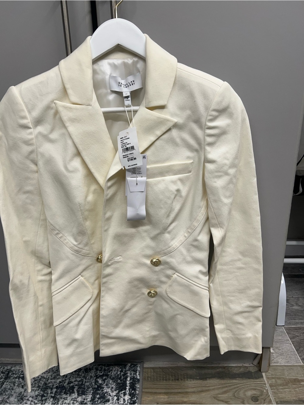 10 Crosby Derek Lam Cream Double-Breasted Blazer